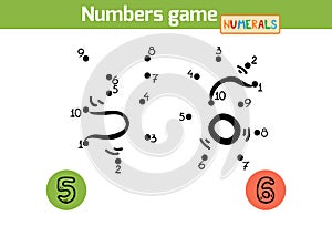 Numbers game (Numerals): five, six