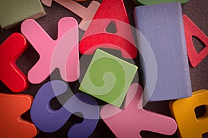 Numbers, letters and blocks on a black background