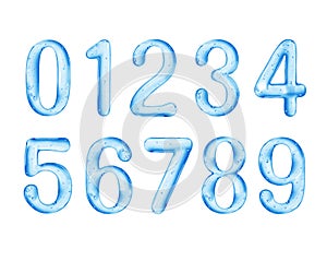 Numbers are made of viscous liquid, isolated on white background photo