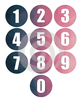 Numbers modern purple pink web icons isolated numerical vectors