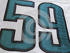 Numbers on a Professional Mesh Sports Jersey Closeup