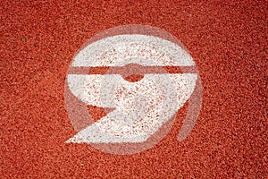 Numbers running track rubber cover texture top view