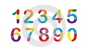 Numbers. a set of simple color vector icons on a white background for educational children`s games