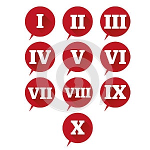 Numbers set. Vector flat design roman numeral