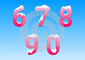 Numbers with snow caps