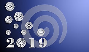 Numbers 2019 and snowflakes