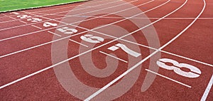 Numbers of track  in sports runway.