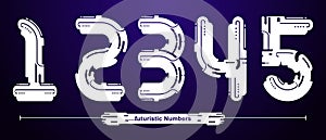 Numbers Typography Font futuristic modern style in a set 12345