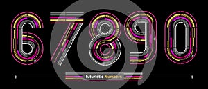 Numbers Typography Font futuristic modern style in a set 67890