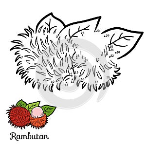 Numbers vector game: fruits and vegetables (rambutan)