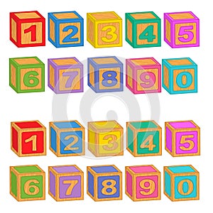 Numbers wooden colorful blocks
