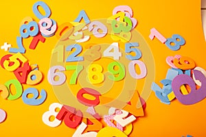 numbers on yellow background
