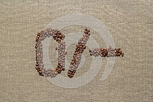 Numbers zero from coffee beans