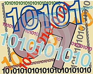 Numbers zero and one, symbolizing the binary code.