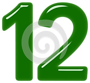 Numeral 12, twelve, isolated on white background, 3d render