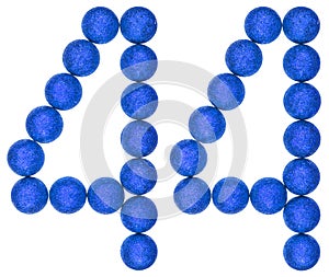 Numeral 44, forty four, from decorative balls, isolated on white
