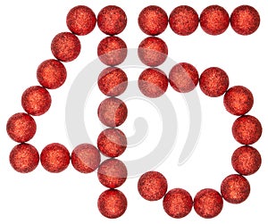 Numeral 45, forty five, from decorative balls, isolated on white