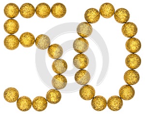 Numeral 50, fifty, from decorative balls, isolated on white back