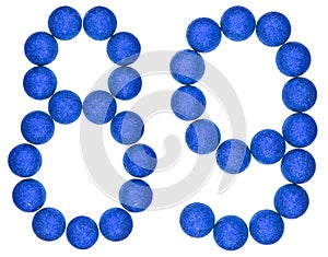 Numeral 89, eighty nine, from decorative balls, isolated on whit