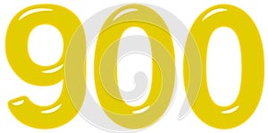 Numeral 900, nine hundred, isolated on white background, 3d render