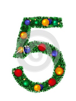 Numeral from christmas decoration - 5