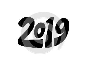 2019 numeral hand lettering. Happy New Year. Merry Christmas. Graduation. Vector Illustration