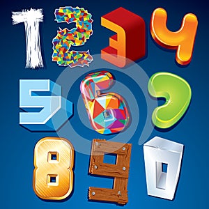 Numeral in Various Styles. Vector Design Elements