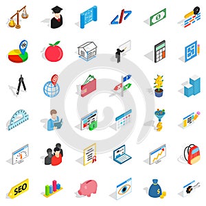 Numerator icons set, isometric style