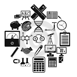 Numerator icons set, simple style