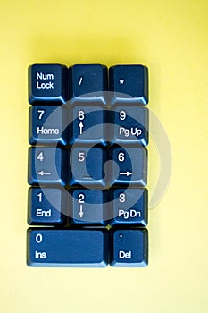 Numeric Keyboard keys placed in a paper in