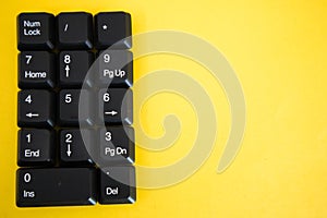 Numeric Keyboard keys placed in a paper in