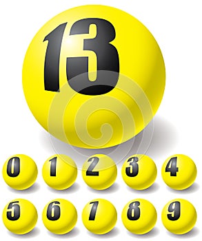 Numeric yellow balls.