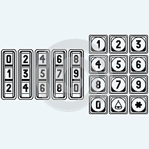 Numerical code lock, button