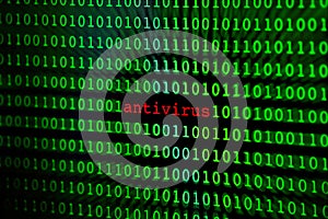 Numerical continuous code in green color, program data in binary