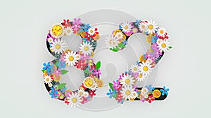 Numerical digit floral animation, 82.