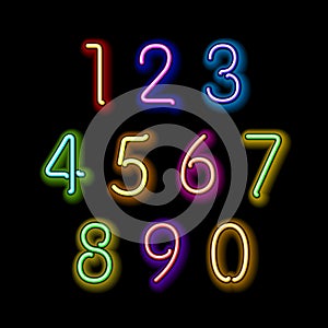 Numerical figures in sparkling neon colors