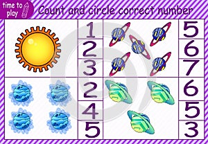 numerical planets. count the planets and write down their number