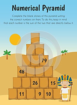 Numerical pyramid Educational Sheet. Primary module for Numerical Ability. 5-6 years old