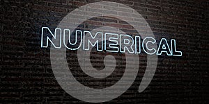 NUMERICAL -Realistic Neon Sign on Brick Wall background - 3D rendered royalty free stock image