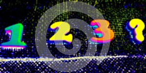 123 numerical series in sequence with question mark on blue illustration background photo