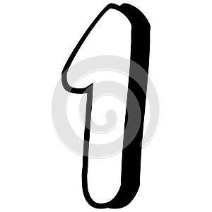 Numerical symbol - Stylish letter 1.Abstract Font symbol of letter.letters on white background.