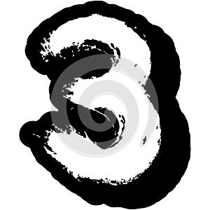 Numerical symbol - Stylish letter 3.Abstract Font symbol of letter.letters on white background.