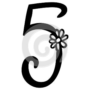 Numerical symbol - Stylish letter 5.Abstract Font symbol of letter.letters on white background.