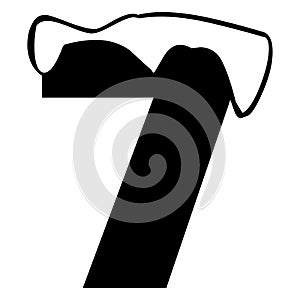 Numerical symbol - Stylish letter 7.Abstract Font symbol of letter.letters on white background.