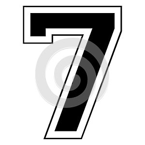 Numerical symbol - Stylish letter 7.Abstract Font symbol of letter.letters on white background.