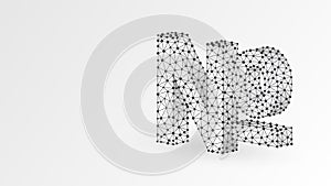 Numero sign, typographic abbreviation of the word number. No, nos symbol concept. Abstract, digital, wireframe, low poly mesh, photo