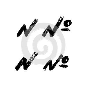 Numero symbol mark of ink brushstrokes. Vector grunge punctuation sign photo