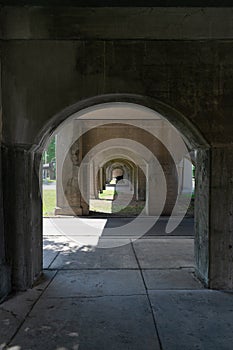 Numerous Arches under a Bridge in Humboldt Park Chicago