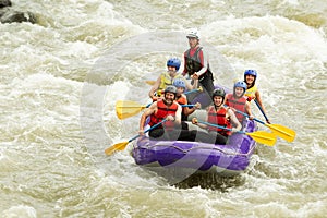 Numerous Family On Whitewater Rafting Trip