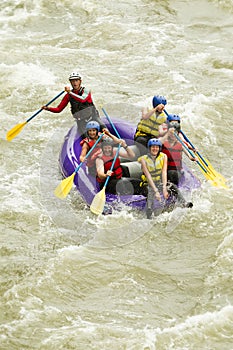 Numerous Family On Whitewater Rafting Trip